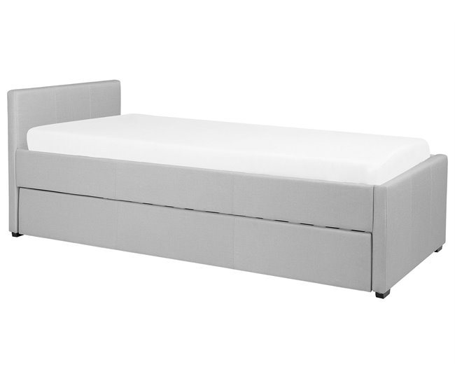 Beliani Cama com estrado Poliéster MARMANDE 96x214 Azul Marino