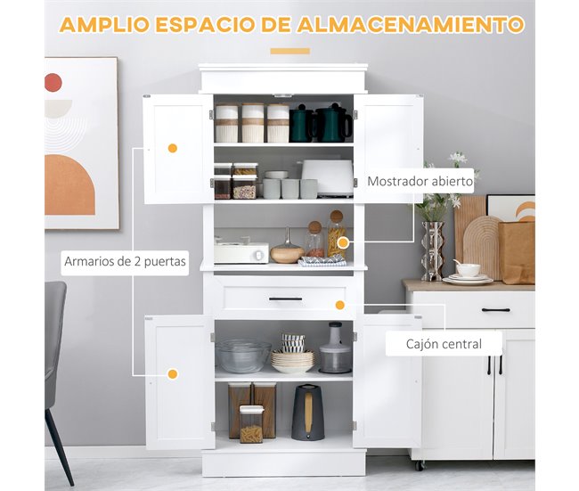 Armário de Cozinha Melamina de Madeira e MDF HOMCOM Branco