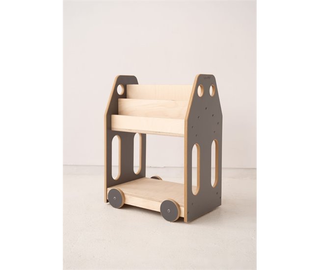 Biblioteca de carros montessori cinza