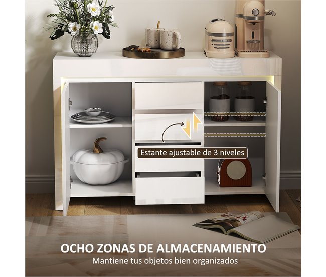 Aparador MDF e Melamina de Madeira HOMCOM Branco