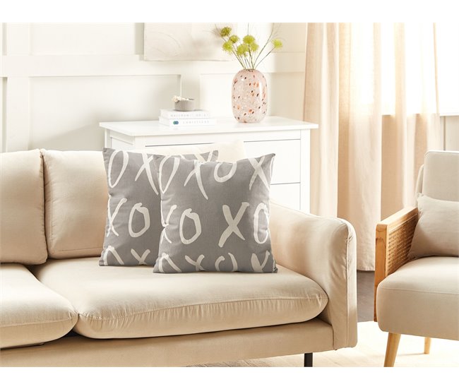 Beliani Almofada decorativa TELOPEA Cinza
