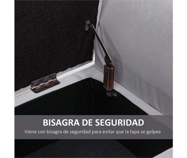 Banco Pé de Cama Poliéster, Espuma e Madeira de Borracha HOMCOM Cinza