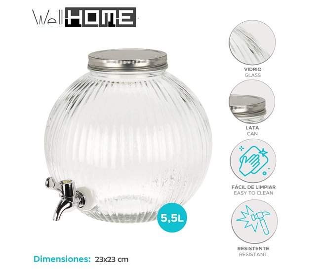 WELL HOME - Distribuidor de bebidas em vidro Transparente