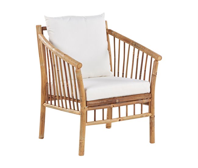 Beliani Conjunto lounge Madeira de bambu MAGGIORE Castanho