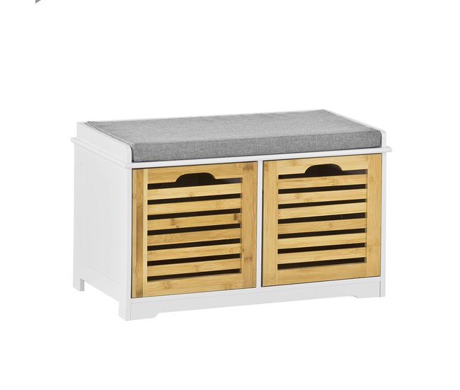 Banco de arrumação com almofadas e 2 cubos FSR23-K-WN SoBuy Natural/ Branco