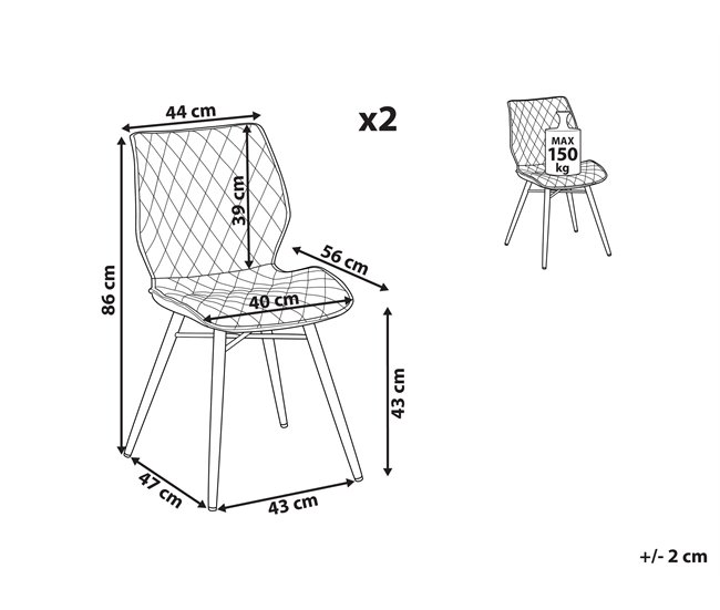 Beliani Silla de comedor LISLE Azul Marino