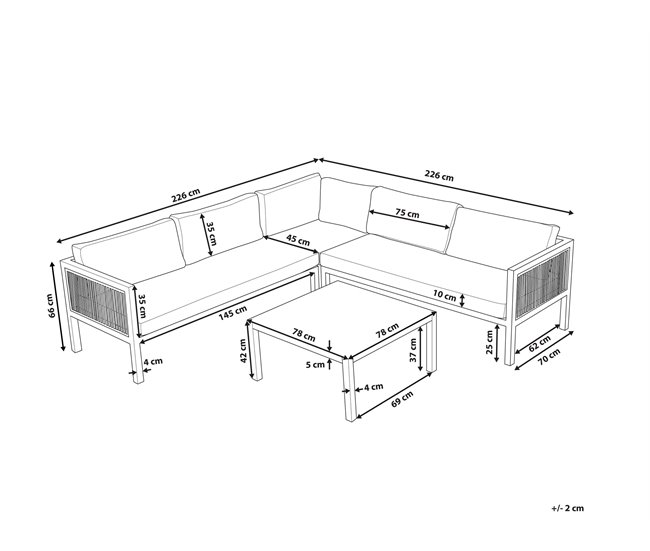 Beliani Conjunto de jardín BORELLO Branco