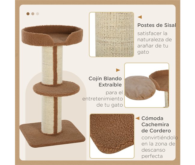 Arranhador para Gatos Aglomerado de Madeira, Poliéster e Sisal Castanho
