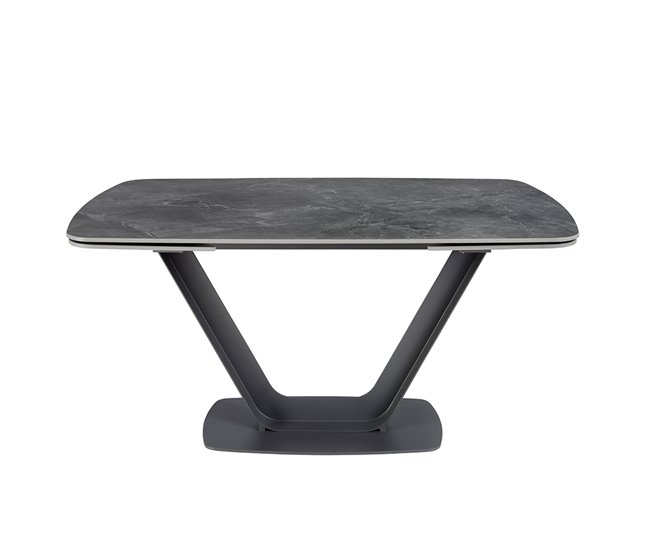 ANGEL CERDA Mesa de jantar extensível barril oval mármore porcelânico e aço preto 240x100 Preto
