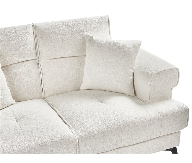 Beliani Sofá de 2 lugares Bouclé SKIVE Branco