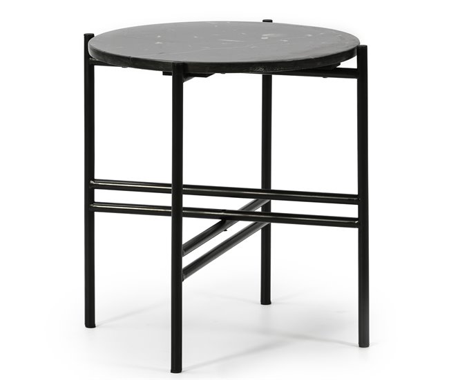 Mesa de centro redonda Bombai, mármore preto Preto