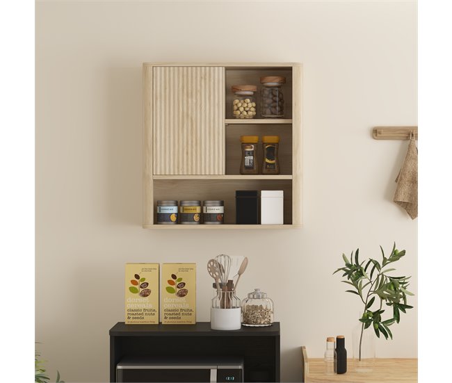 Armário de Parede Casa de Banho MDF HOMCOM, casa - casa de banho Castanho