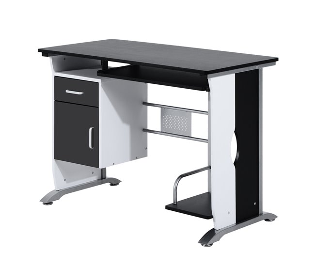 Mesa de Computador MDF e Metal HOMCOM, escritório - secretárias 100x52 Preto