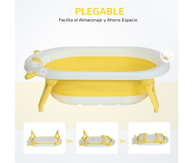 Banheira para Bebé Dobrável PP, TPE HOMCOM Amarelo