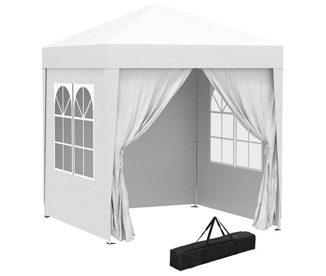 Tenda Dobrável Aço e Tecido de Oxford Outsunny 200x200 Branco