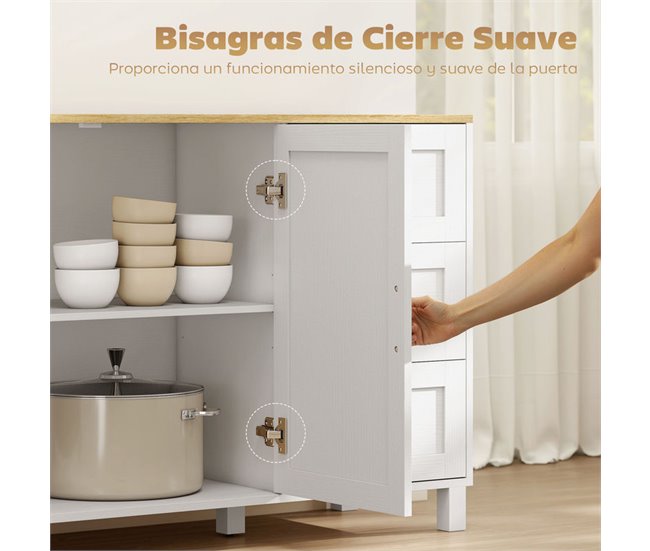 Aparador Melamina de Madeira, MDF HOMCOM Branco