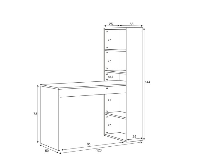 Mesa com efeito de madeira 120x50 Branco/cinza