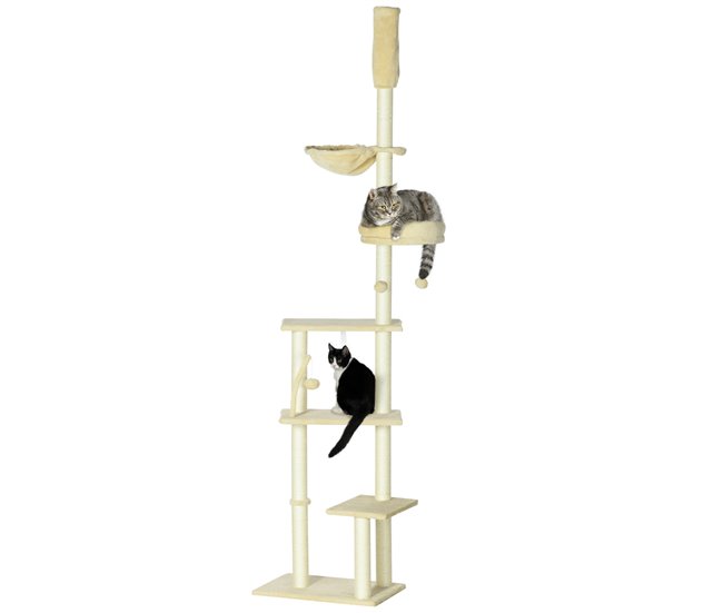 Arranhador para Gatos Aglomerado, Pelúcia e Sisal PawHut Cru