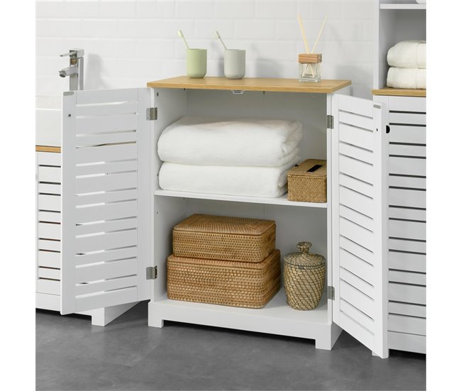 Armário de casa de banho de chão 2 prateleiras BZR41-W SoBuy Branco