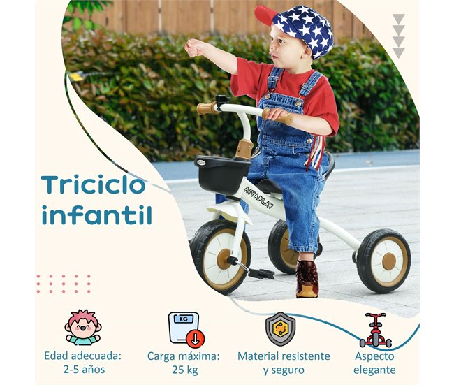 Triciclo para Crianças Metal, EVA, PP e PE AIYAPLAY Branco