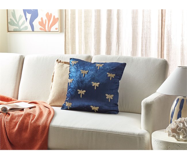 Beliani Almofada decorativa BLUESTEM 45x45 Azul Marino