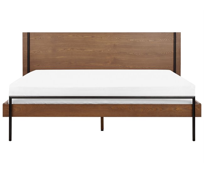 Beliani Cama com estrado MDF LIBERMONT 204x208 Castanho