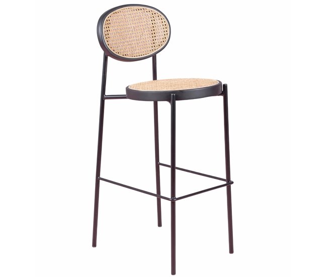 Banqueta vintage com design clássico em rattan natural - North Preto