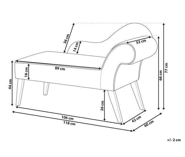 Beliani Chaise longue versão à direita Veludo BIARRITZ Verde Escuro