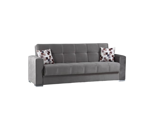 Sofá cama 3 lugares em tecido Cinza