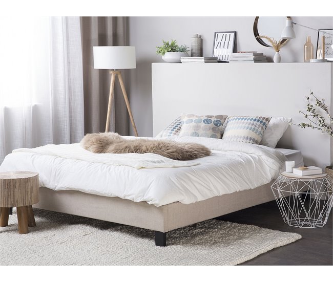 Beliani Cama com estrado Poliéster ROANNE 149x211 Bege