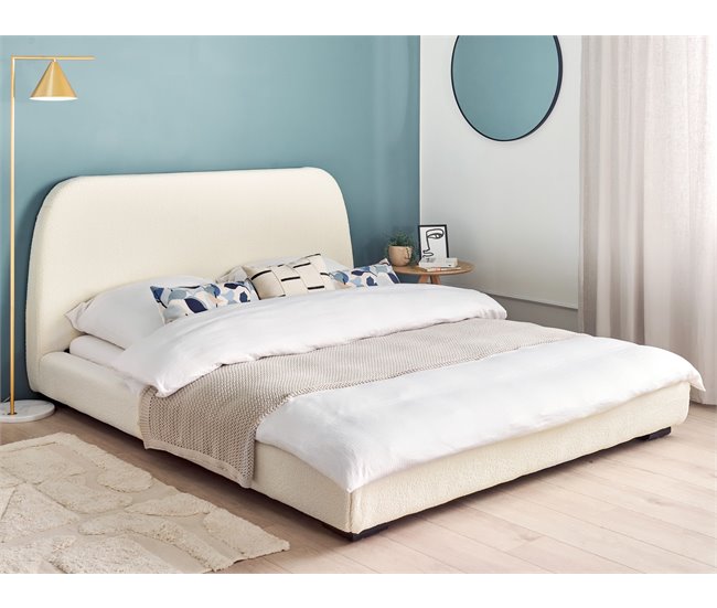 Beliani Cama de água Bouclé ROISEL 181x226 Creme