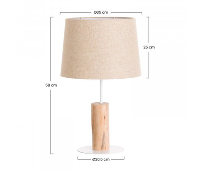 Candeeiro de mesa Pristino O91 Natural/ Branco