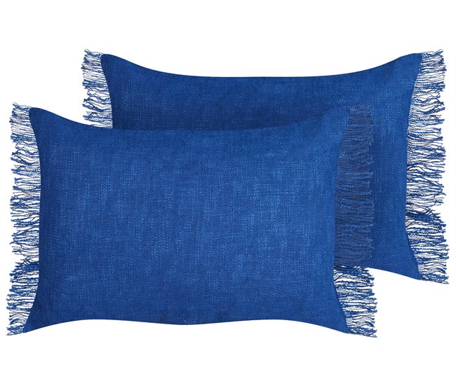 Beliani Almofada decorativa MABA Azul Marino