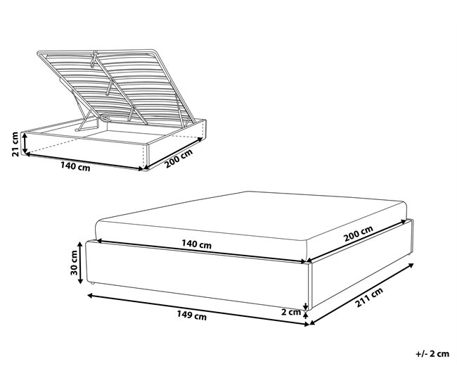Beliani Cama com estrado Poliéster DINAN 147x214 Cinza Escuro