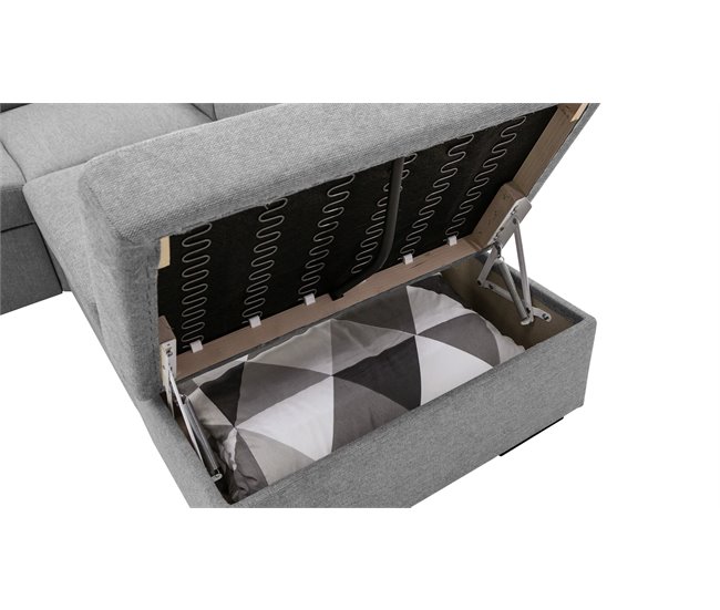 Sofá de canto com cama HOLMES Cinza Claro