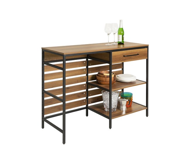 Aparador de jantar com gaveta e 2 prateleiras FSB71-PF SoBuy Natural