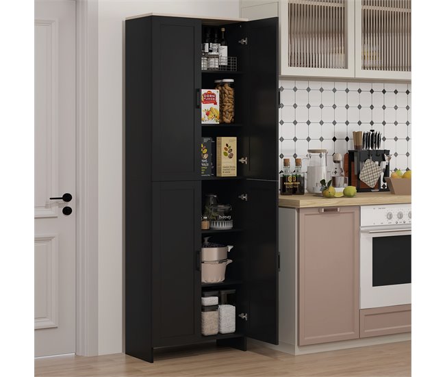 Armário de Cozinha Melamina de Madeira HOMCOM, casa - cozinha Preto