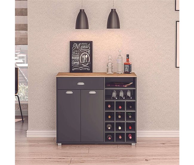 Asfeld Buffet Rack para garrafas de cozinha móveis auxiliares Cinza