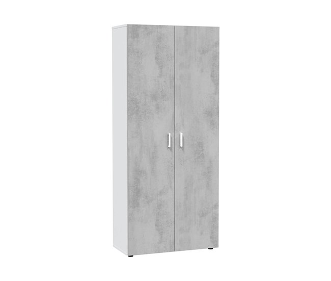 Armário multiuso com 2 portas com efeito madeira Cinza