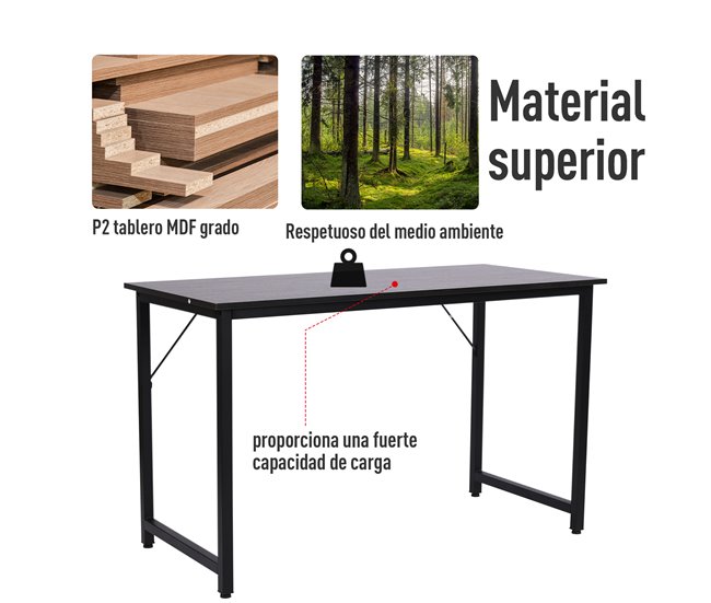 Secretária MDF e Tubo de Ferro HOMCOM, escritório - secretárias 120x60 Preto