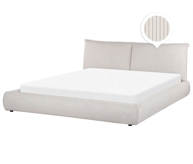 Beliani Cama com estrado Bombazine VINAY 196x233 Bege