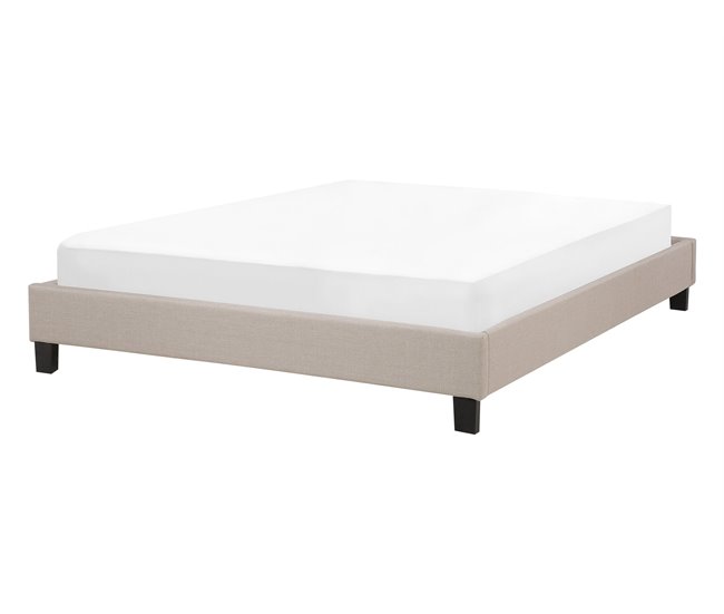 Beliani Cama com estrado Poliéster ROANNE 149x211 Bege