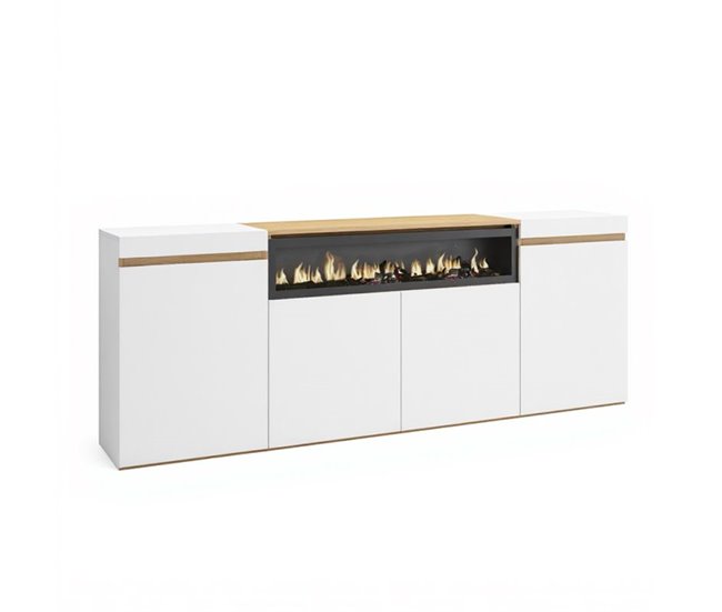 Aparador Kavos Lareira 203 Branco/ Madeira