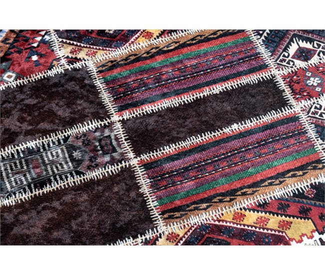 ANDRE 2305 Tapete oriental patchwork antiderrapante bordô 120x170 Multicor