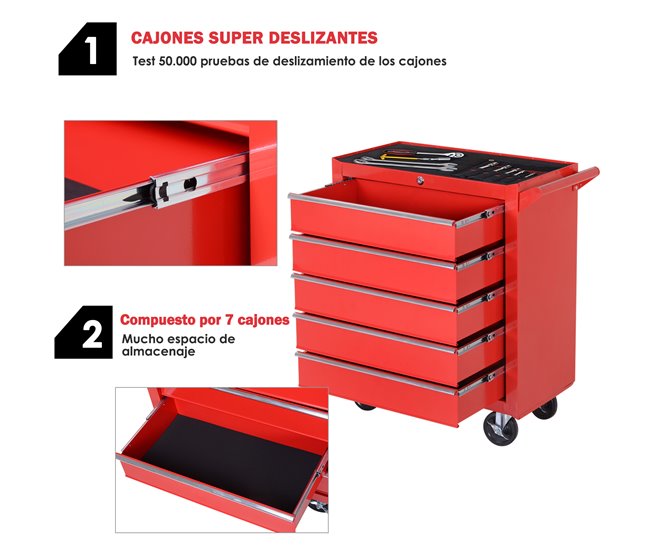 Carrinho de Ferramentas Chapa de Aço DURHAND Vermelho