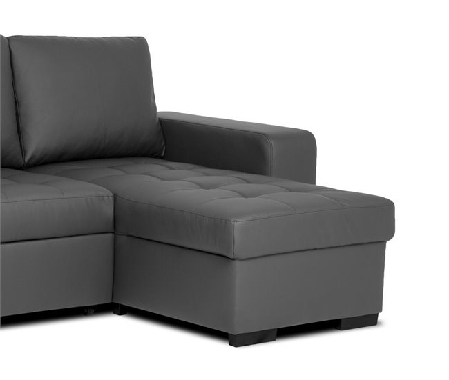 Chaise longue de pele sintética com cama HARRY Branco
