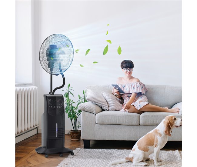 Ventoinha Nebulizadora 44,5x44,5x135 cm HOMCOM Preto