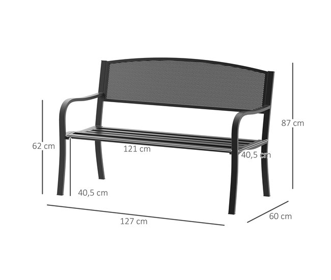 Banco de Exerior Aço Outsunny 127x60 Preto