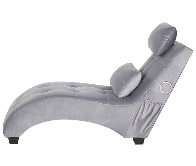 Beliani Chaise-longue Veludo SIMORRE Azul