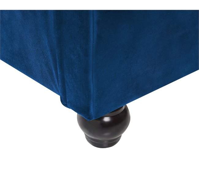 Beliani Cama com estrado Veludo AVALLON 192x233 Azul Marino